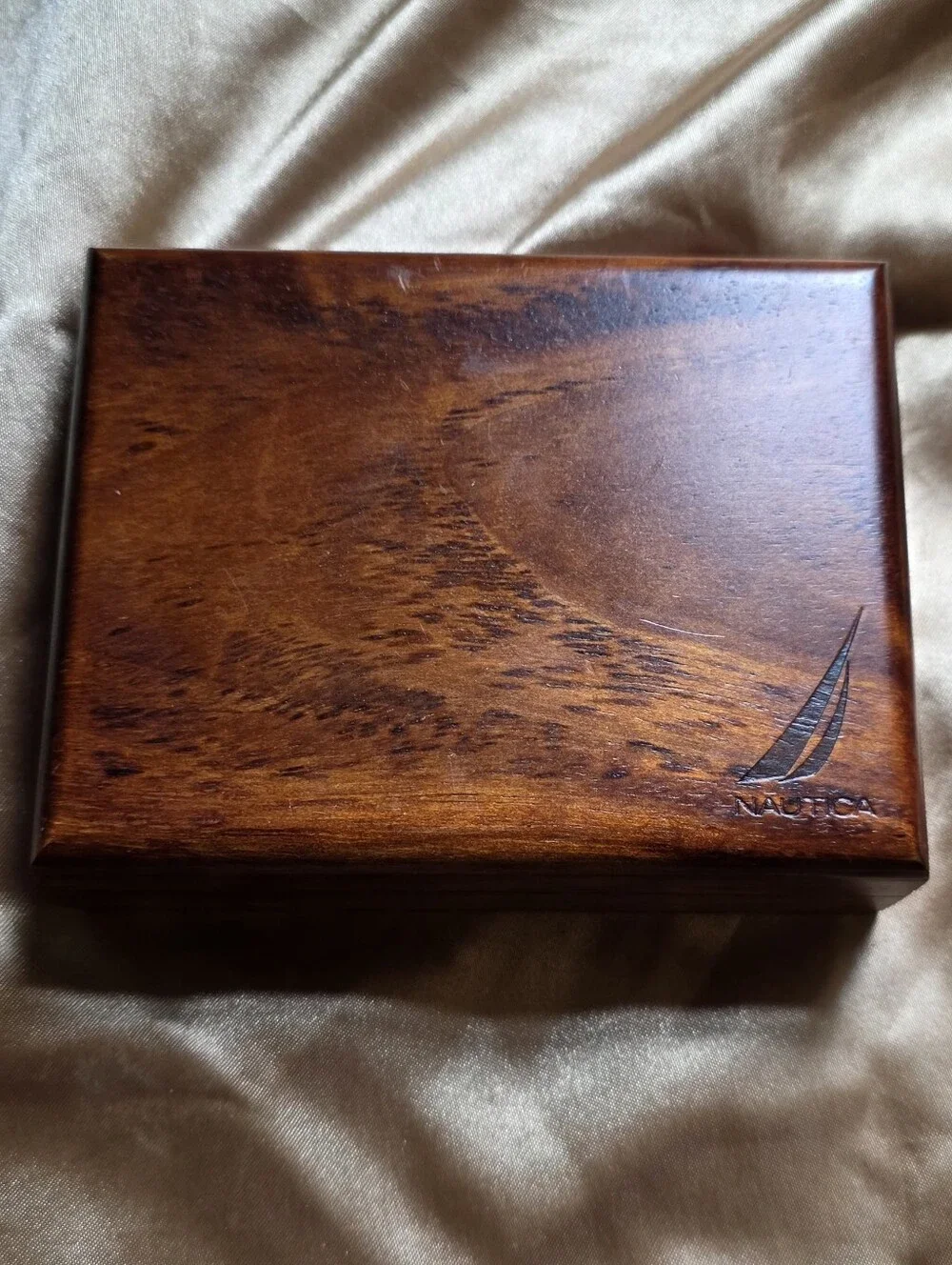 Nautica Polished Wooden Jewelry Box in Warm Brown Finish